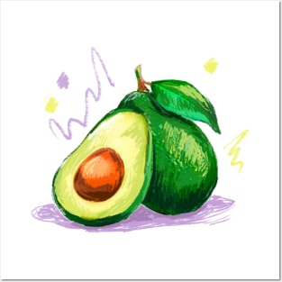 Avocado Hand Drawn Posters and Art